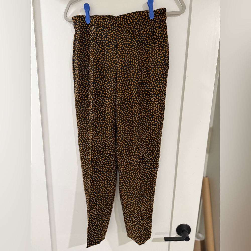 J. Crew Black and Gold Polka Dot Cropped Pants